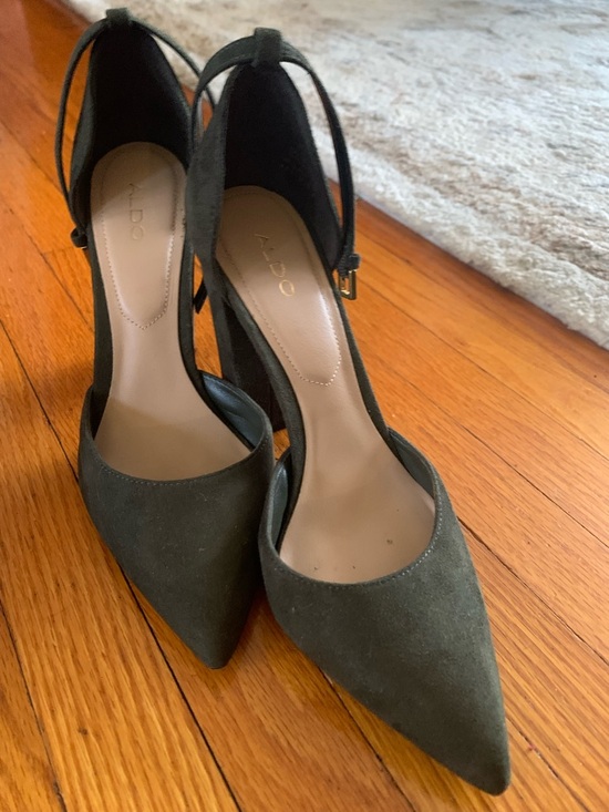Aldo Shoes - ALDO dark grey Suede Pointed Toe Ankle Strap Heels
